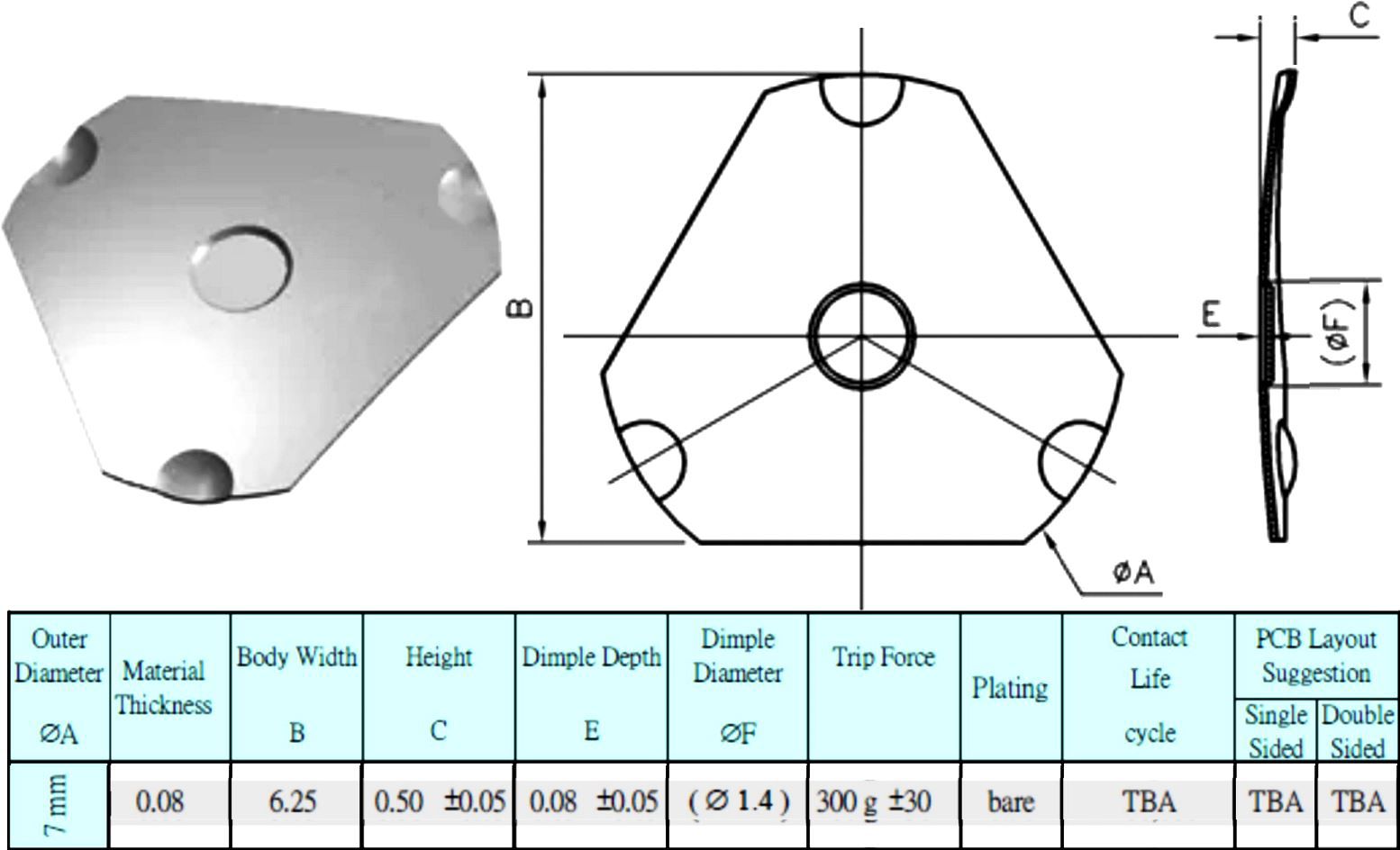 Tact Switch Triangular